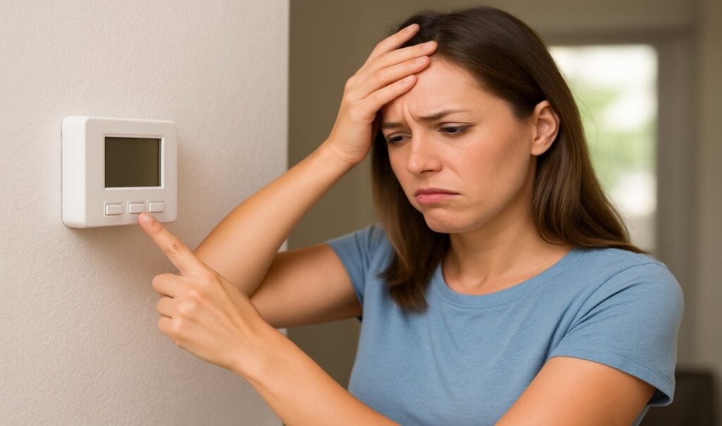 Man reacting to AC making weird rattling noises
